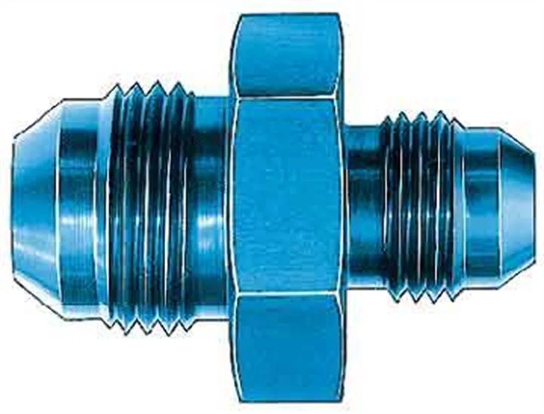 FBM2163 – AEROQUIP Adapter Fitting, -10 AN Male To -8 AN Male Anodized Blue Aluminum